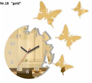 Orologio da parete autoadesivo con motivo a farfalla Garrone scuro