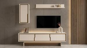 Mobile TV a parete, pensile, ripiano, stile moderno, beige, camino
