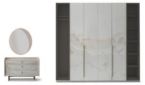 Set per camera da letto: comodino, armadio, colore bianco, stile moderno, nuovo