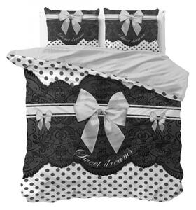 Biancheria da letto design romantico in cotone bianco e nero 200 x 220 cm