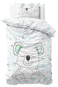 Biancheria da letto per bambini bianca con disegno koala 140 x 200 cm
