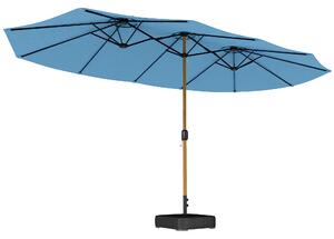 Outsunny Ombrellone da giardino doppio 459 x 269 cm, ombrellone da esterno con base inclusa, manovella, protezione UV, blu | Aosom Italy