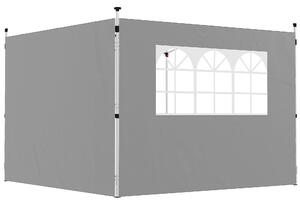 Outsunny Pannelli laterali per gazebo 3 x 3 m pannelli per gazebo con finestra set da 2 tessuto Oxford grigio chiaro | Aosom Italy