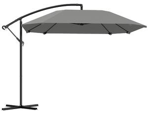Outsunny Ombrellone a braccio 3 m, ombrellone da giardino esterno inclinabile, base, manovella, telo in poliestere 180 g/m², Grigio scuro | Aosom Italy