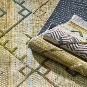 Originale tappeto verde in stile atnico con motivo colorato Larghezza: 80 cm | Lunghezza: 150 cm