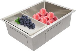 Scolapiatti Retrattile Yunobi Per Lavello: In Plastica, Estensibile Fino A 48 Cm, Colino Per Frutta E Verdura, Con Manici, Bianco