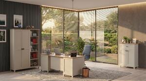 Set da ufficio beige: scrivania, armadio, libreria, per studio