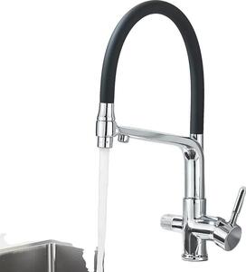 Rubinetto da cucina, acqua calda e fredda, doppia maniglia, incasso a soffitto, cromato