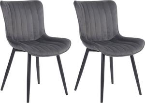 Set di 2 sedie - sedie da pranzo - schienale confortevole, di facile manutenzione, colore: grigio scuro, materiale: morbido