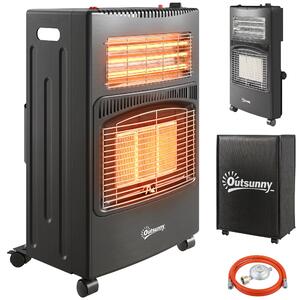 Outsunny Stufa a Gas Portatile Pieghevole da 4.2kW Nero | Aosom Italy
