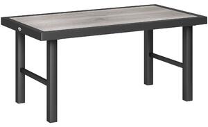 Outsunny Tavolino da giardino rettangolare con piano SPC effetto legno in metallo, 100 x 52 x 46 cm, nero | Aosom Italy