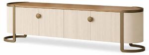Mobile TV in legno color beige, elegante consolle TV, mobili per il soggiorno
