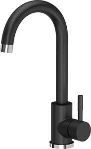 QUADRON KATE SteelQ rubinetto miscelatore da cucina 360°, colore: nero, altezza: 22,3 cm Funzione QFix, rubinetto girevole in acciaio inox per cucina