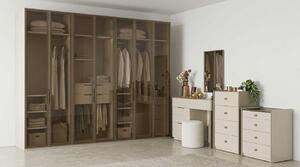Set per camera da letto beige, moderno, composto da armadio, comodini e specchio