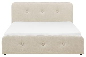 Letto a doghe Tessuto in poliestere beige Gambe in legno imbottite Pouf contenitore 180 x 200 cm Design moderno Beliani