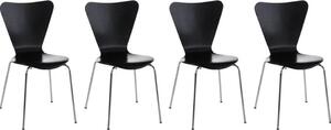 Sedia per visitatori 4x - Sedia per ospiti - Comfort ergonomico, design impilabile | Colore: nero
