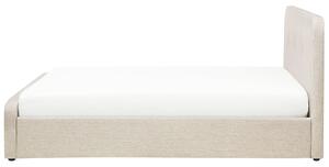 Letto a doghe Tessuto in poliestere beige Gambe in legno imbottite Pouf contenitore 180 x 200 cm Design moderno Beliani