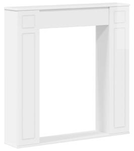 Cornice per camino, finitura lucida bianca, dimensioni 100 x 20 x 100 cm, realizzata in materiale composito di legno