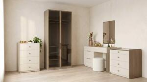 Set per camera da letto beige, moderno, composto da armadio, comodini e specchio