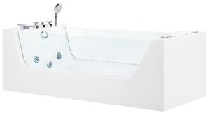 Vasca Idromassaggio Vasca da bagno freestanding in acrilico bianco con pannelli in vetro 170 x 80 cm Beliani
