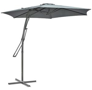 Outsunny Ombrellone a braccio Ø293cm Ombrellone con leva laterale Base a croce, Antivento Idrorepellente Grigio scuro | Aosom Italy
