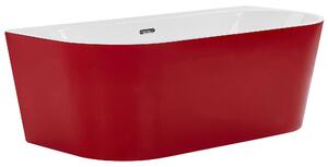 Vasca Da Bagno Rossa Sanitaria Acrilico Ovale Singola 170 x 80 cm con Sistema di Troppopieno Tubo di Scarico Design Moderno Beliani