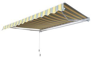 Outsunny Tenda da sole a bracci Protezione solare Manovella Balcone Alluminio Giallo Grigio 2,95 x 2,45 m | Aosom Italy