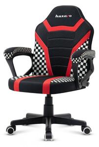 Bellissima sedia da gaming per bambini di colore rosso-nero con motivo a scacchiera