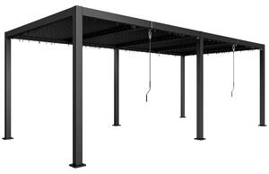 Outsunny Pergola da giardino 3 x 6 m, pergola outdoor con tetto a lamelle in alluminio regolabile con manovelle, grigio scuro | Aosom Italy