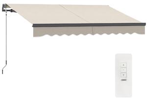 Outsunny Tenda da Sole Elettrica Retrattile con Manovella Inclinazione Regolabile e Protezione UV per Giardino Terrazza 296x250 cm Crema | Aosom Italy
