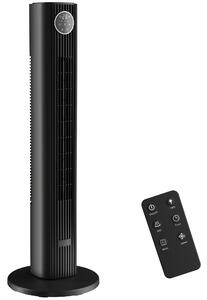 HOMCOM Ventilatore a colonna silenzioso 28 dB, flusso 8 m/s, ventilatore torre per camera, 12 velocità, 4 modalità, timer 12h, nero | Aosom Italy