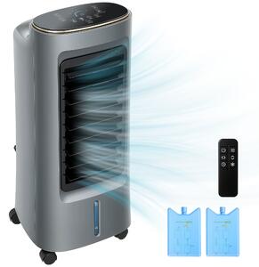 HOMCOM Raffrescatore d'aria portatile 4 in 1 umidificatore purificatore ventilatore, oscillazione 90°, 4 velocità, 3 modalità, grigio | Aosom Italy