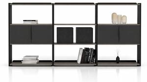 Libreria a parete, sistema scaffali, mobile contenitore, design moderno, colore nero