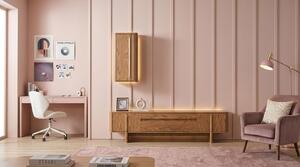 Mobile TV a parete, stile moderno, colore marrone, ideale per il soggiorno, spazioso e pratico