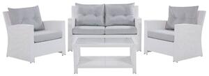Set divano da giardino bianco finto rattan grigio cuscini esterni in vimini set di conversazione Beliani