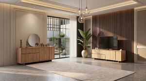 Set di mobili da soggiorno in marrone, elegante, composto da un mobile TV e una consolle