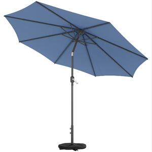 Outsunny Ombrellone Ø295 cm, UV 30+ Ombrellone rotondo per balcone, ombrellone da spiaggia, parasole da mercato per spiaggia balcone giardino, Blu | Aosom Italy
