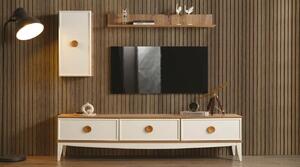 Mobile TV a parete, pensile, scaffale, stile moderno, beige, pratico, spazioso