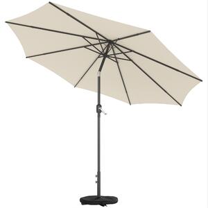 Outsunny Ombrellone ca. Ø300 cm inclinabile per balcone con manovella, base a croce e sacco di sabbia, UPF 30+, richiudibile, Bianco crema | Aosom Italy