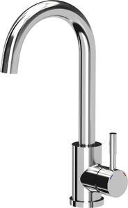 Rubinetto miscelatore da cucina QUADRON KATE SteelQ Rubinetto miscelatore 360°, colore: cromo, altezza: 22,3 cm Funzione QFix, rubinetto da cucina rotante in acciaio inox