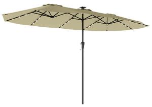 Outsunny Ombrellone Doppio da Giardino 4x2 m con 36 Luci LED UPF50+ Manovella 12 Stecche Resistente all'Acqua Beige | Aosom Italy