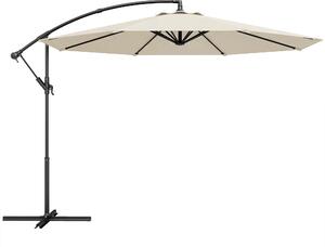 Outsunny Ombrellone Eccentrico Ø300 cm con Base a Croce Telo Regolabile e Manovella UPF30+ per Terrazza Patio Bianco Crema | Aosom Italy
