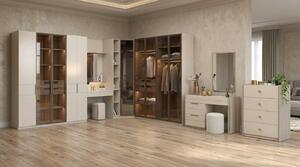 Set per camera da letto beige, moderno, composto da armadio, comò e tavolino da trucco