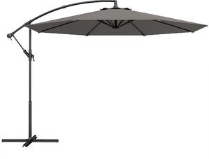 Outsunny Ombrellone Eccentrico Ø300 cm con Base a Croce Tenda Regolabile e Manovella UPF30+ per Terrazza Patio Grigio | Aosom Italy