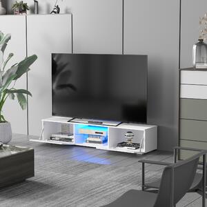 HOMCOM Mobile Porta TV con Luci LED 16 Colori e 4 Modalità per TV Fino 55", Mobiletto Basso in MDF Bianco, 160x35x30cm