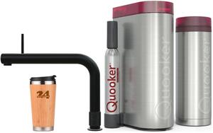 "QUOOKER FRONT beccuccio fisso nero VAQ PRO3 con CUBO2 (3FRONTBLKCUBE)" Rubinetto per acqua bollente a 100°C con sistema di acqua potabile *Incluso termo mug