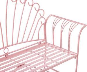 Set panca da esterno in metallo rosa a 2 posti con braccioli svasati con tavolo in stile vintage Beliani