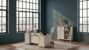 Set da ufficio beige: scrivania, armadio spazioso, ufficio