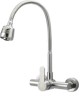 Rubinetto da cucina monocomando per montaggio a parete - acciaio inox - ruotabile a 360°
