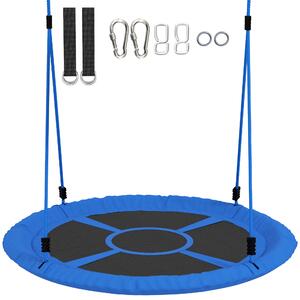 AIYAPLAY Altalena a nido d'uccello, altalena per 2 bambini con corde regolabili in altezza, seduta rotonda Ø 80 cm, blu | Aosom Italy